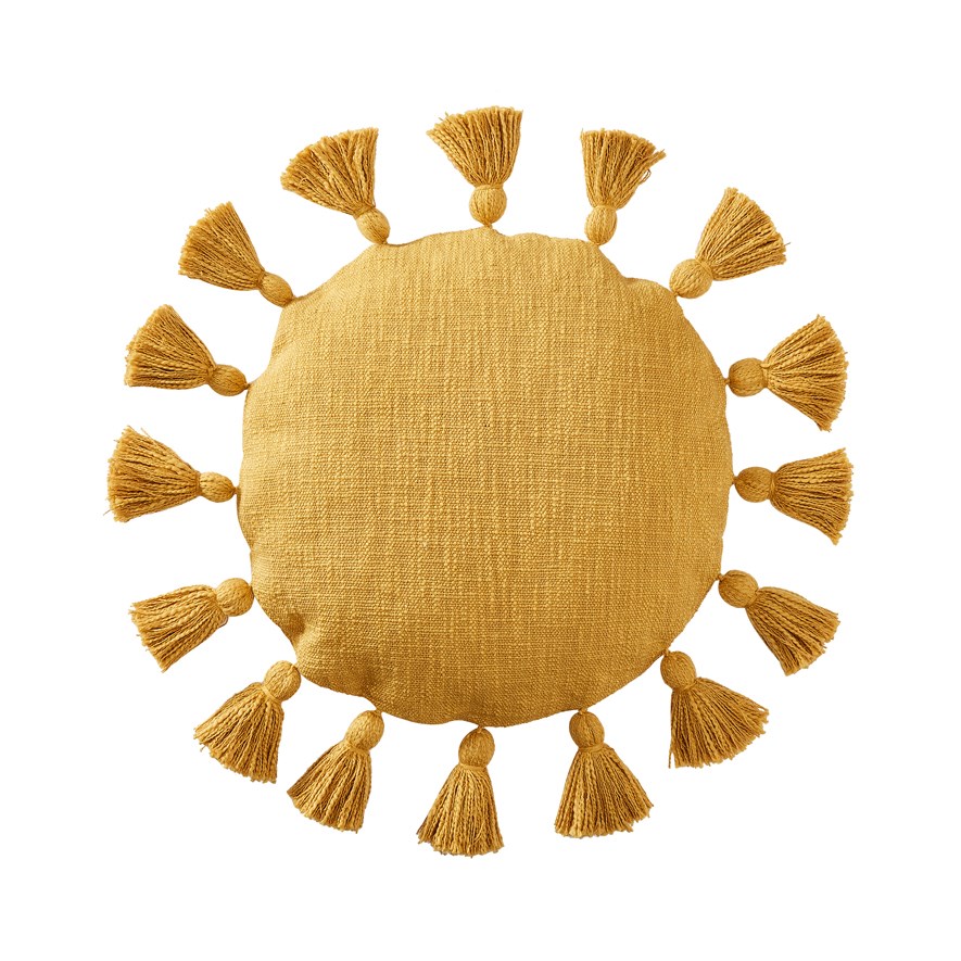 Aries Mustard Round Cushion Adairs