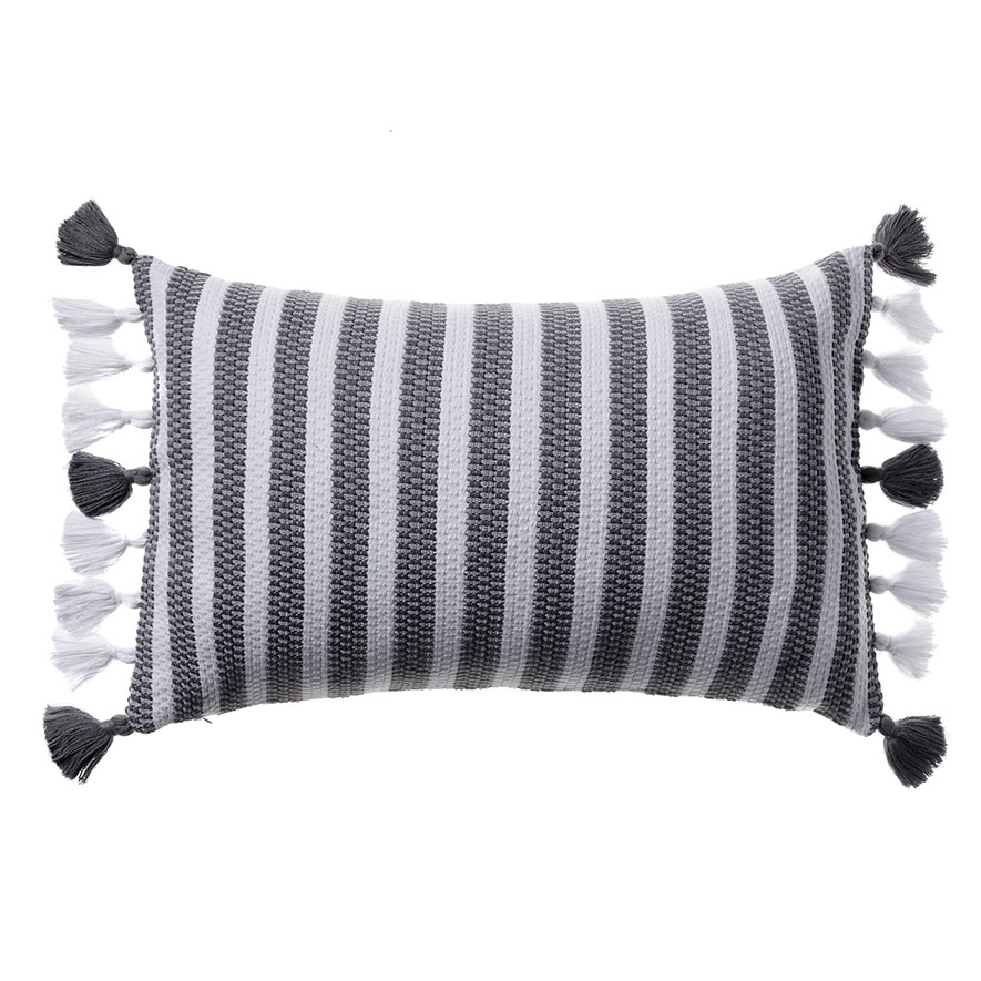 Home Republic European Collection Bodrum Stripe Grey and White Long