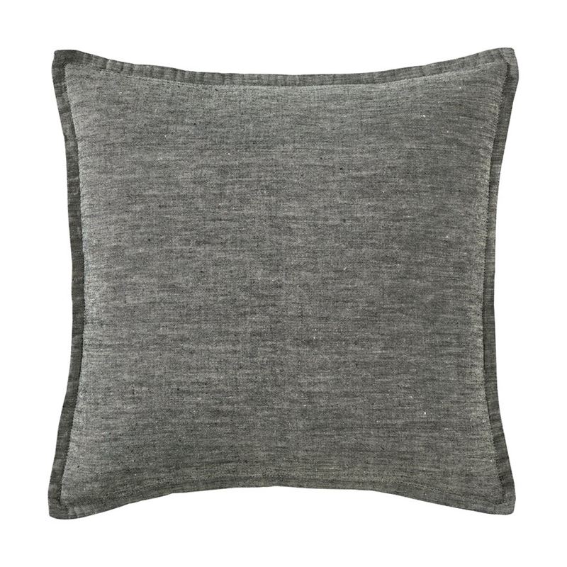 Belgian Black & Natural Marle Vintage Washed Linen Cushion