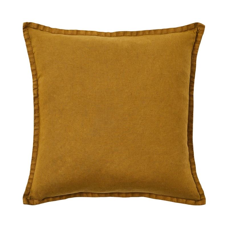 Belgian Chartreuse Vintage Washed Linen Cushion