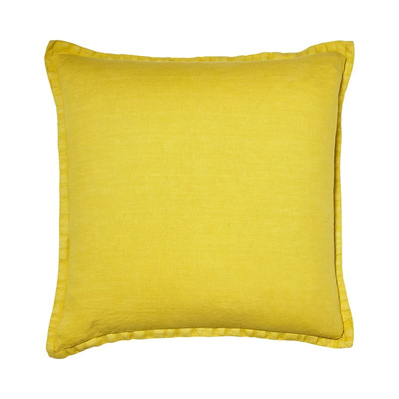 Belgian Lemon Vintage Washed Linen Cushion