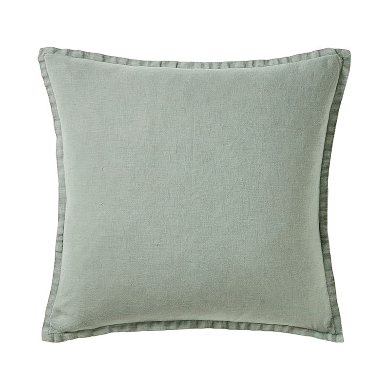 Belgian Mineral Green Vintage Washed Linen Cushion