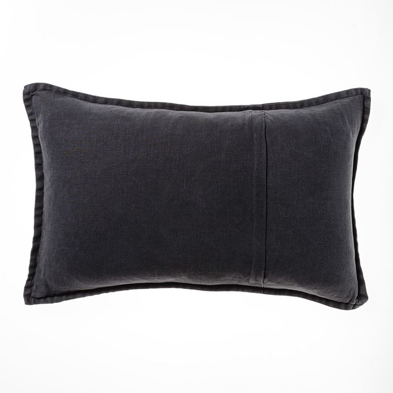 Belgian Charcoal Vintage Washed Linen Long Cushion