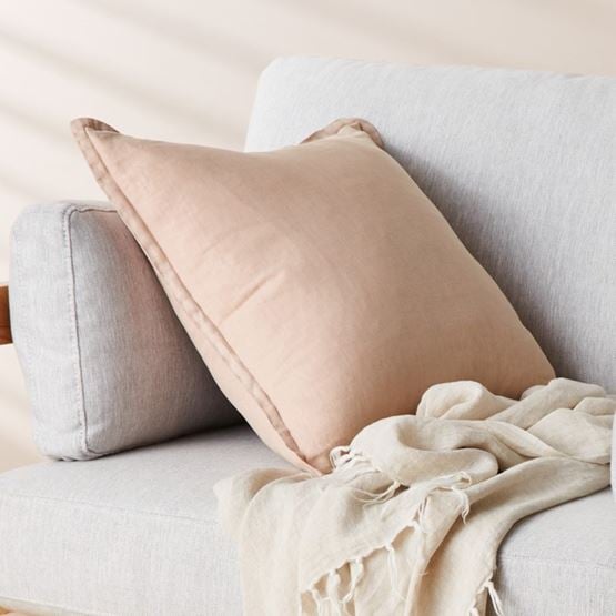 Belgian Nude Pink Vintage Washed Linen Cushion
