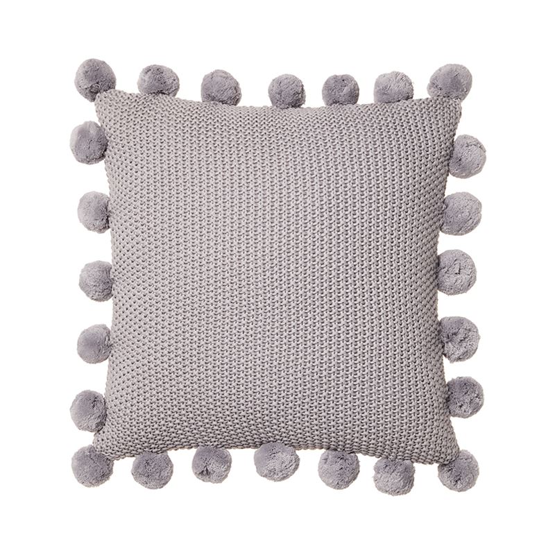 Pom Pom Cushion Mid Grey 