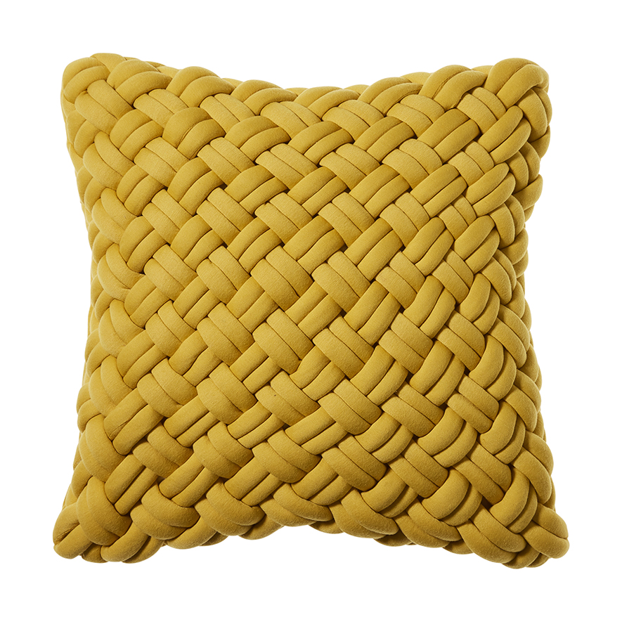 Jersey Chunky Knit Cushion Mustard Adairs