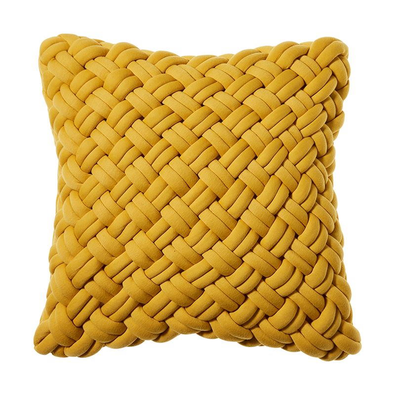 Jersey Chunky Knit Cushion Mustard