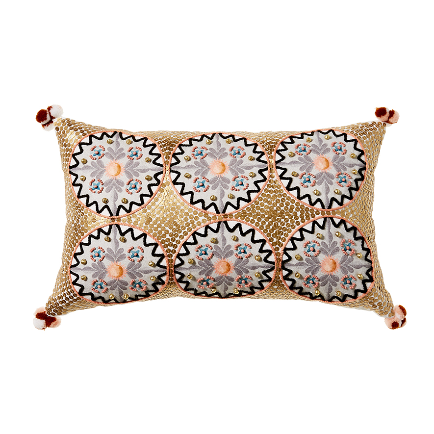 Home Republic Gypsy Long Tiled Cushion Gold Adairs