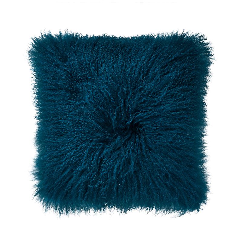 Mongolian Sheepskin Cushion Teal 