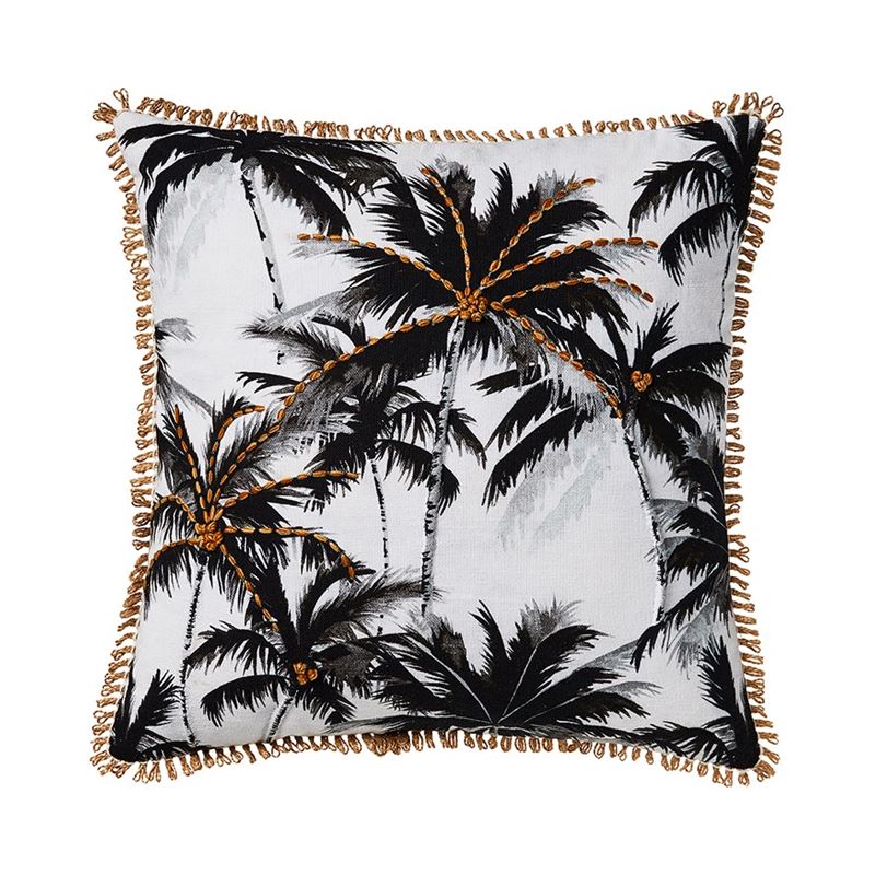 Key West Palms Black & Mustard Cushion