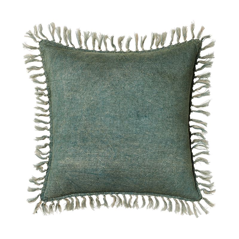 Genoa Vintage Washed Linen Green Bay Cushion 