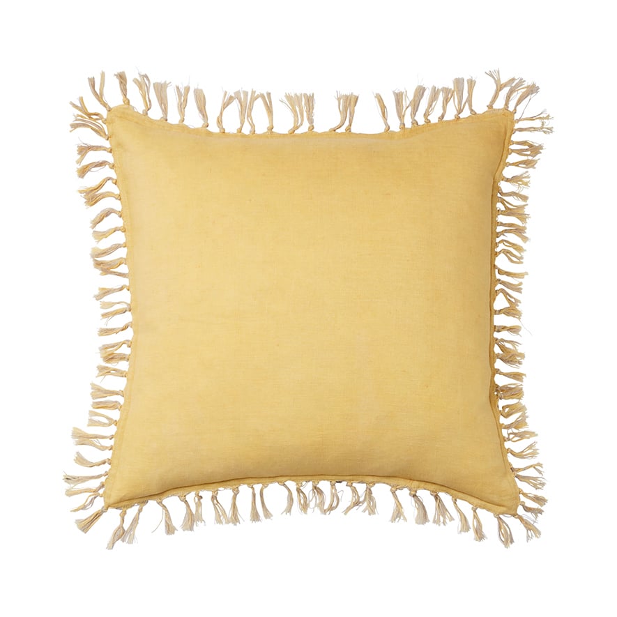 Home Republic Genoa Vintage Washed Linen Cushion Mustard Adairs