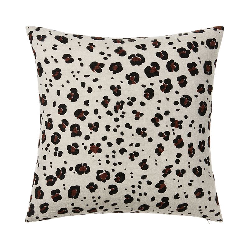 Malmo Leopard Natural Multi Print Linen Cushion