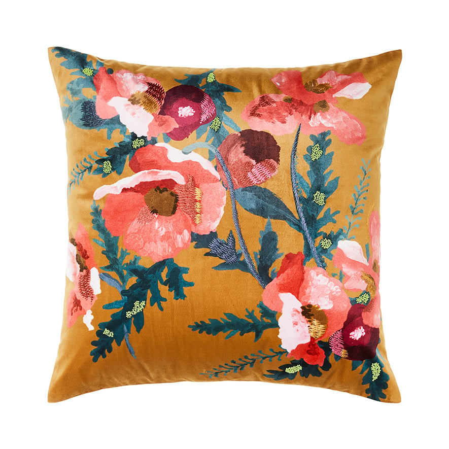 Winter Poppy Bronze Cushion | Adairs