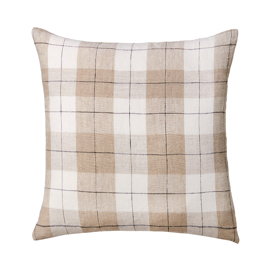 Home Republic Noosa Stripe Linen Natural Check Cushion Adairs
