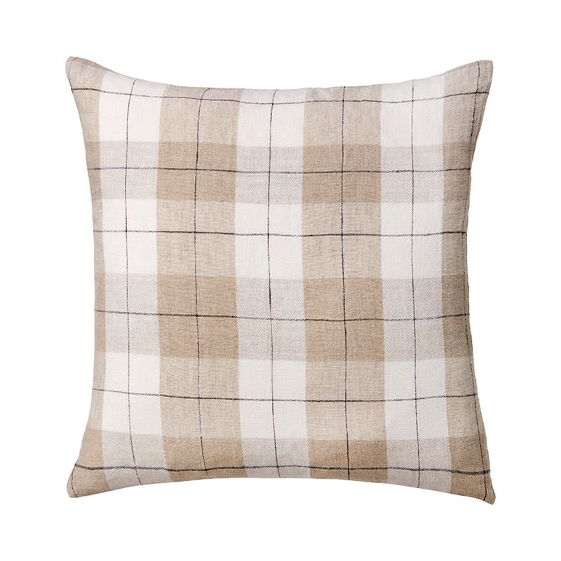 Noosa Stripe Linen Natural Check Cushion
