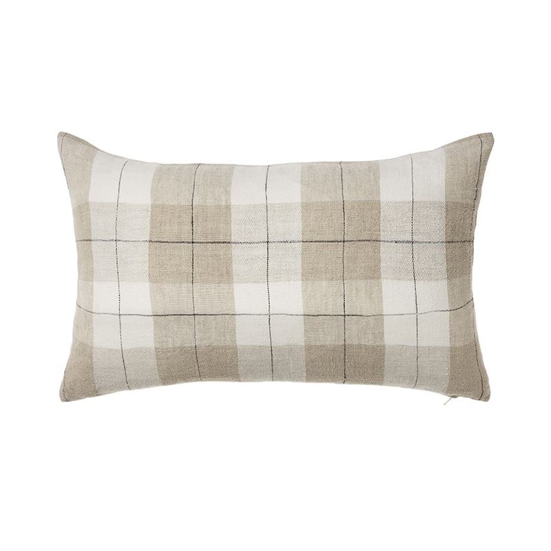 Noosa Natural Check Linen Stripe Long Cushion 