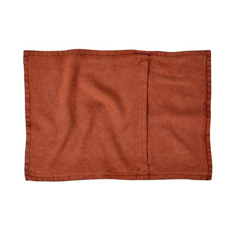 Belgian Rust Vintage Washed Linen Long Cushion