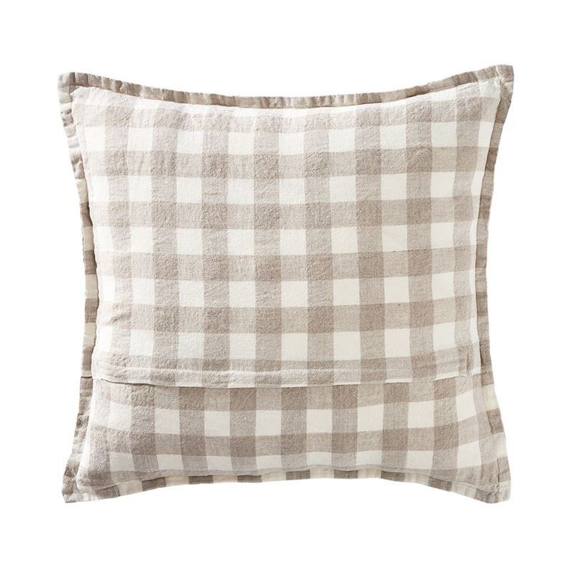 Belgian White Check Vintage Washed Linen Cushion