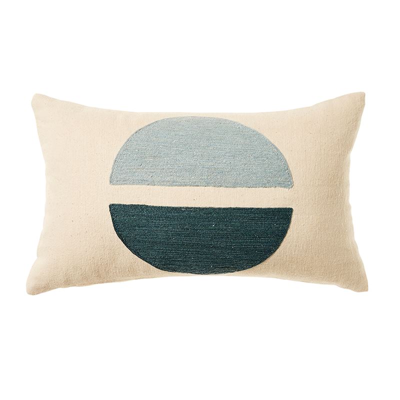 Retreat Embroidered Cushion Natural & Blues
