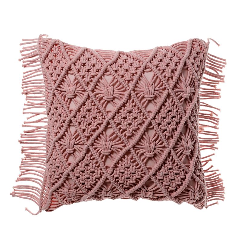 New Haven Macrame Cushion Pink 