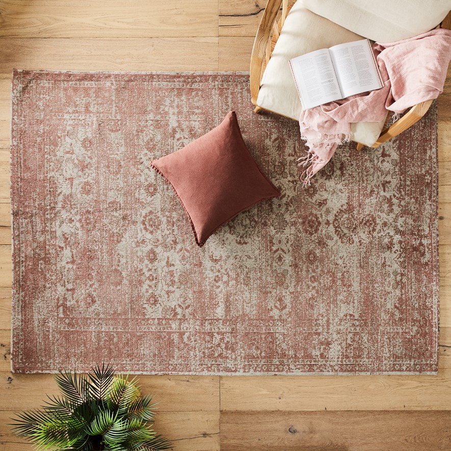 Home Republic - Boheme Rug Soft Pink Jacquard | Adairs