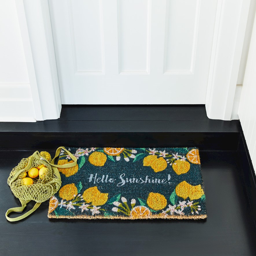 Home Republic Hello Sunshine Coal Regular Coir Doormat Adairs