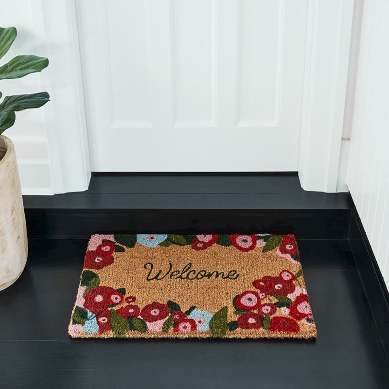 Welcome Floral Regular Coir Doormat 