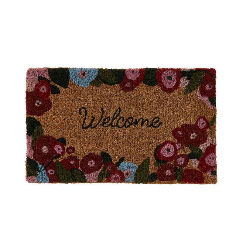 Welcome Floral Regular Coir Doormat 
