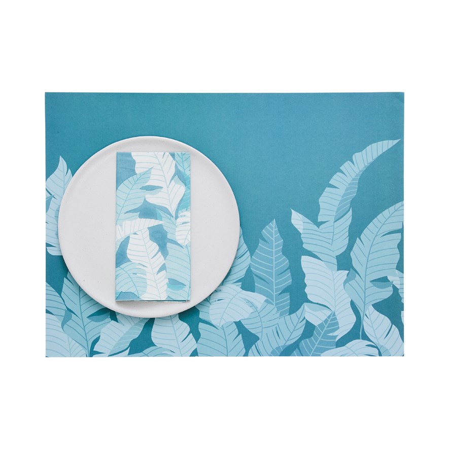 Paradise Palm Collection Teal Paper Napkins Pack of 40 Adairs