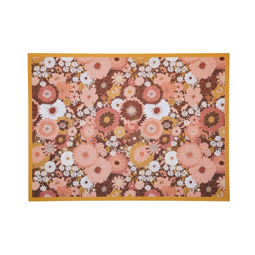 70's Floral Rust Paper Placemats Pack of 50 Adairs