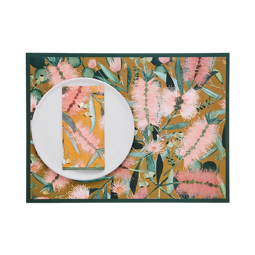 Bottle Brush Collection Mustard Paper Placemat Pack of 50 Adairs