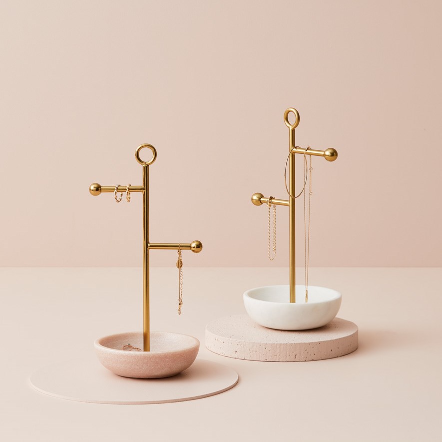 Marble and rose sales gold jewellery stand