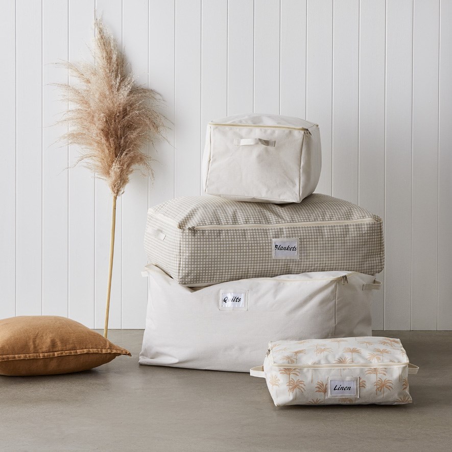 Natural Gingham Storage Bags Adairs