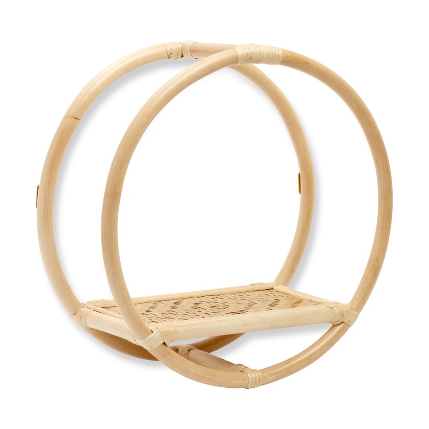 Rattan Natural Small Round Wall Shelf Adairs