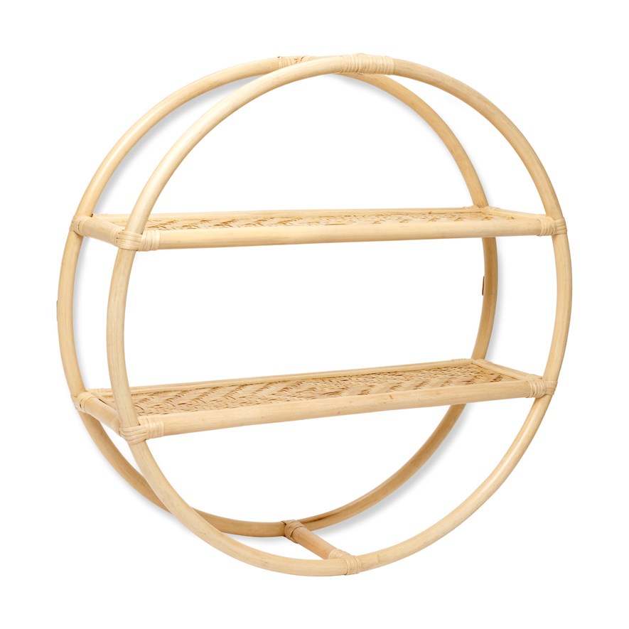 Rattan Natural Round Wall Shelf Adairs
