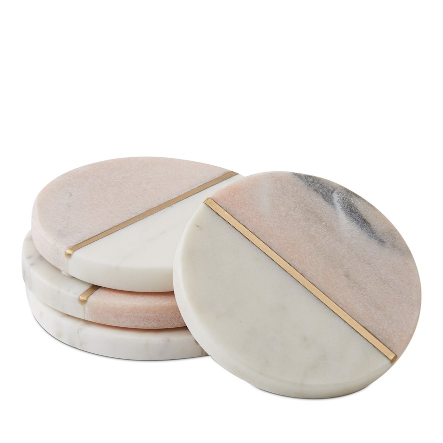 Summertime Pink and White Marble Coasters | Adairs