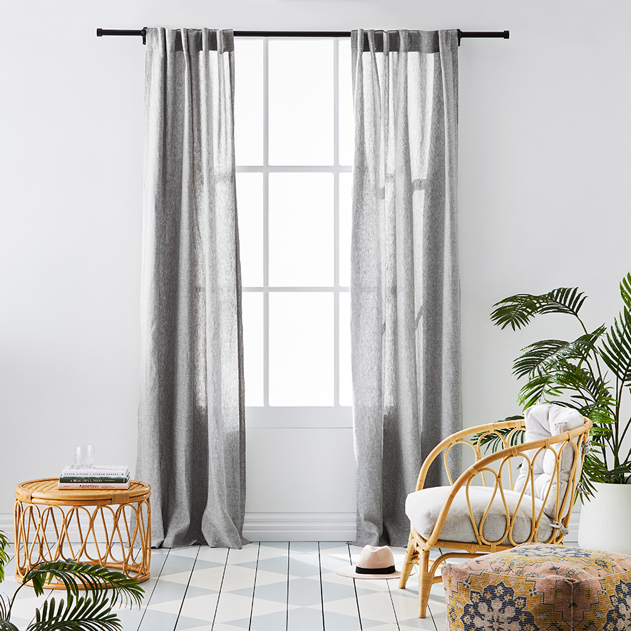 Grey online linen curtains