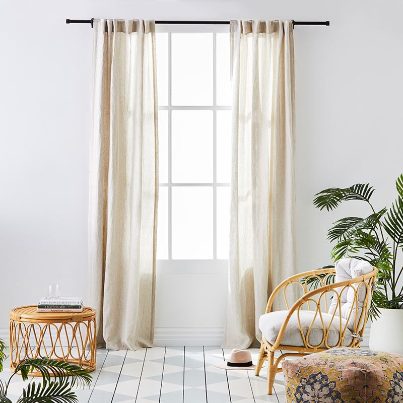 Vintage Washed Linen Curtains Set of 2