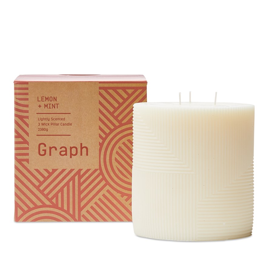 Graph Scented Lemon & Mint 3 Wick Candles | Adairs