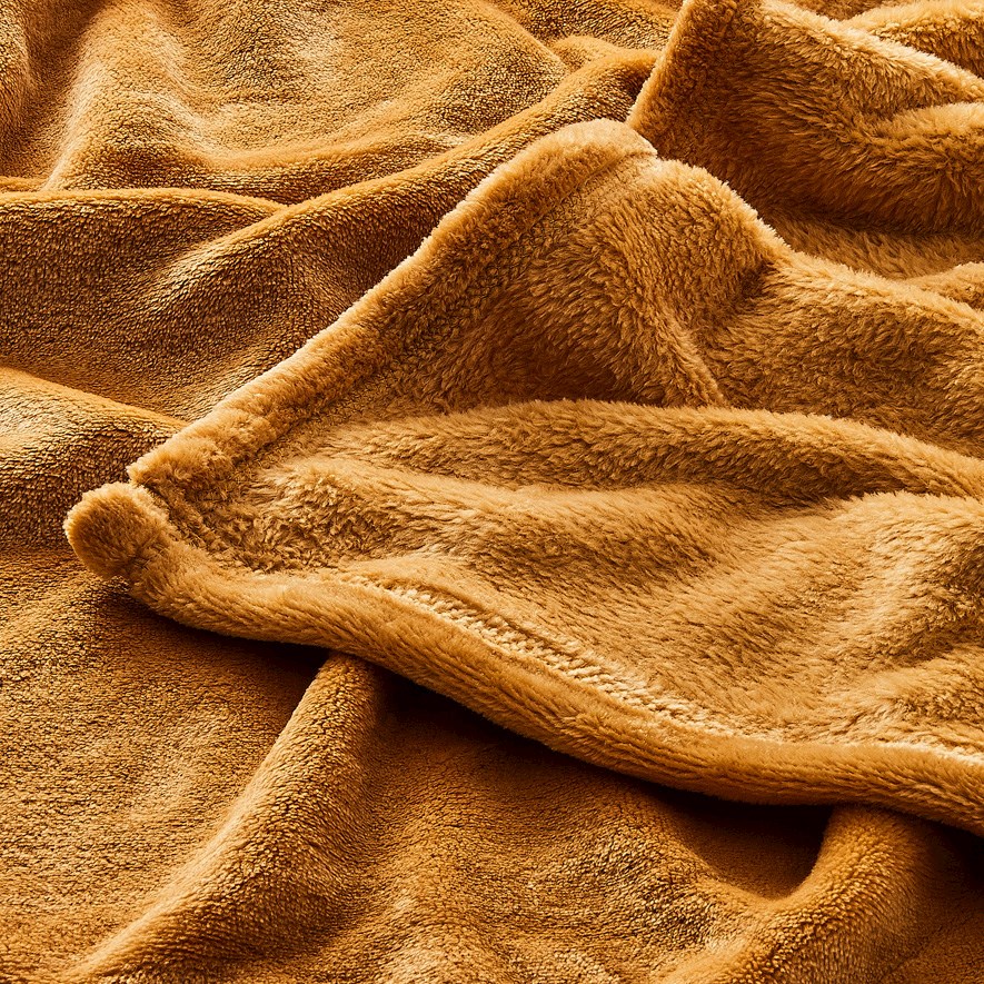 Metro Aspen Mustard Fleece Blanket OLD Adairs