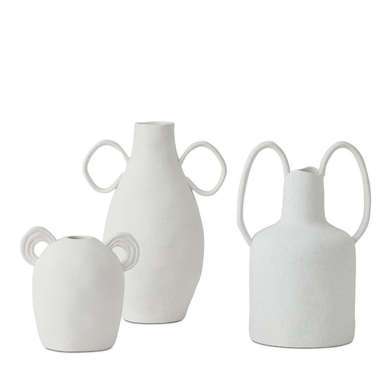 Amphora Thin Ear White Vase 