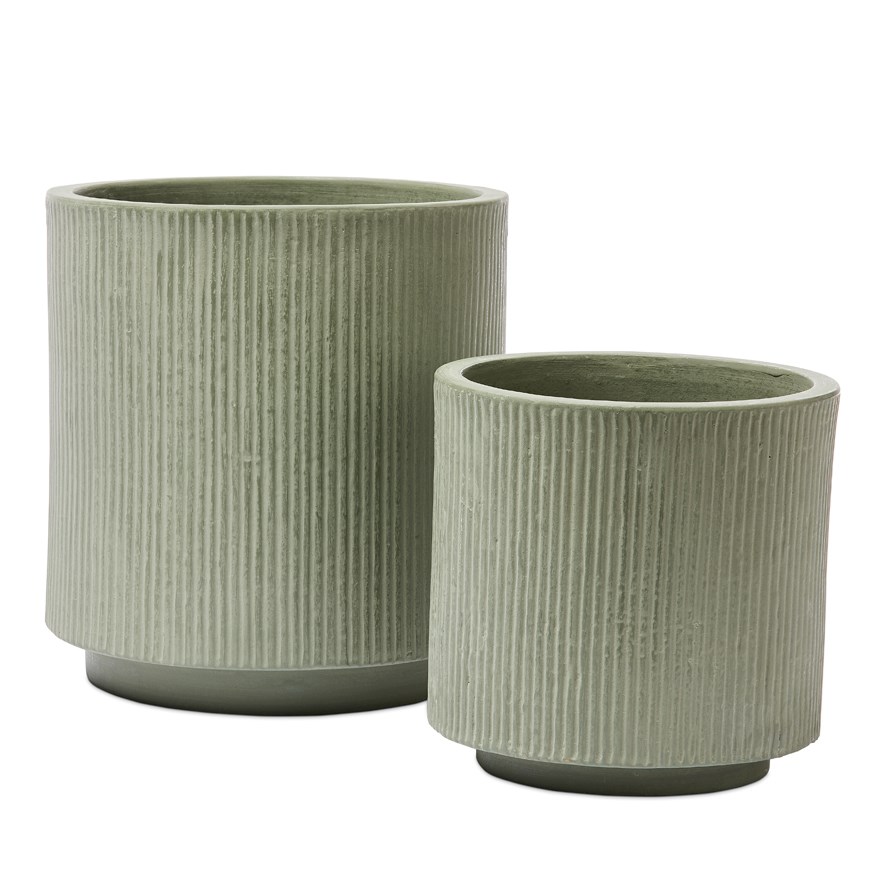 Pleat Sage Green Pot Adairs