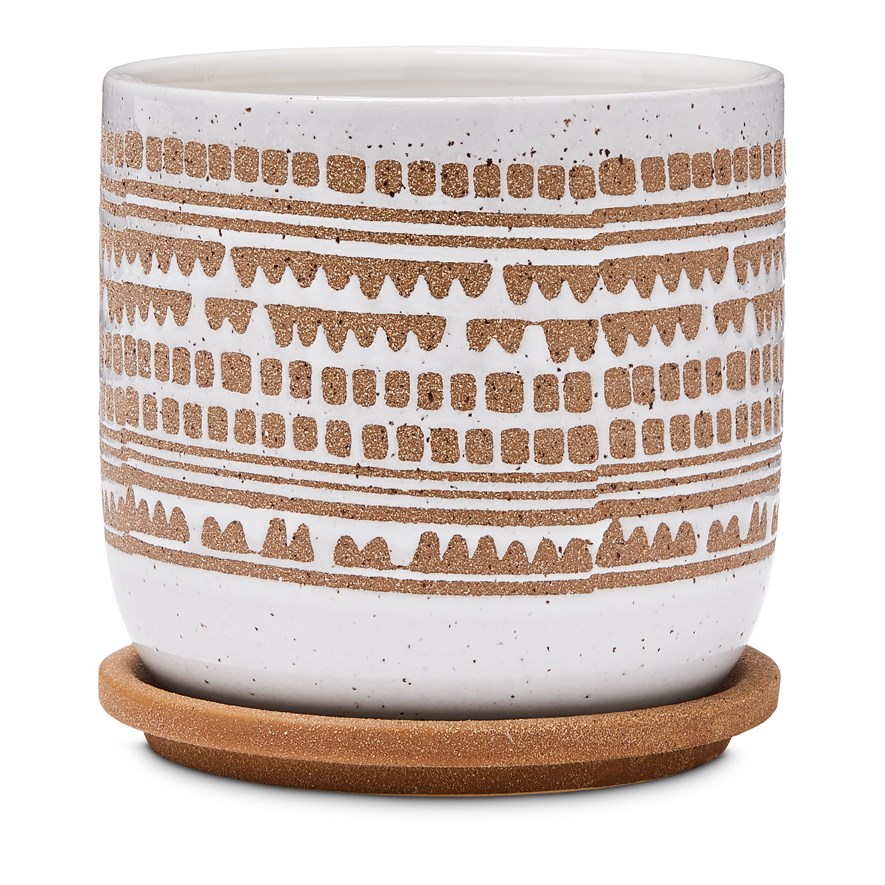 Home Republic Village White & Terracotta Pot & Saucer Adairs