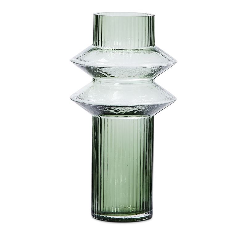Angled Glass Green Large Vase