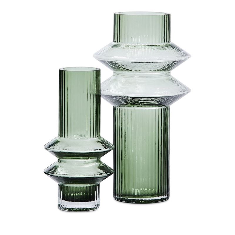 Angled Glass Green Large Vase