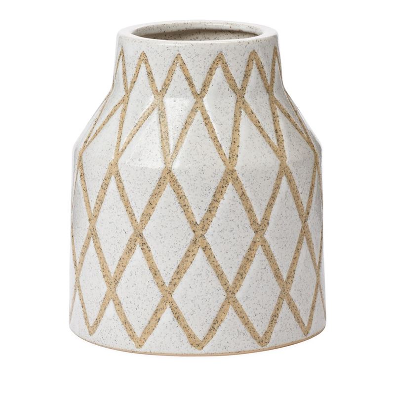 Norwich White & Sand Large Lattice Vase