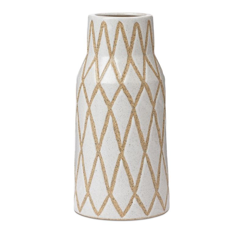 Norwich White & Sand Medium Lattice Vase