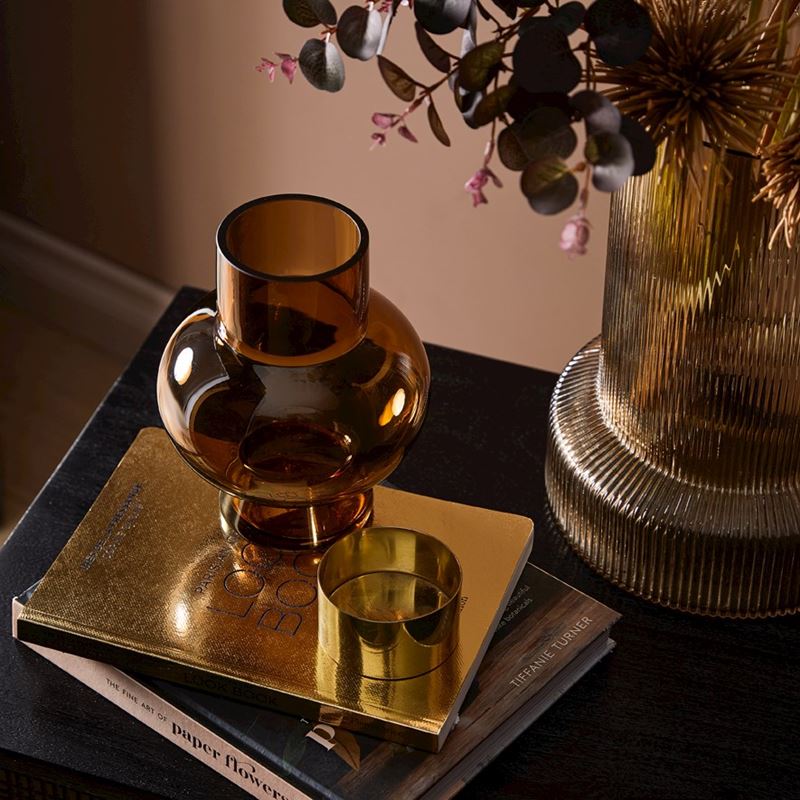 Marsala Dark Amber Glass Vase 