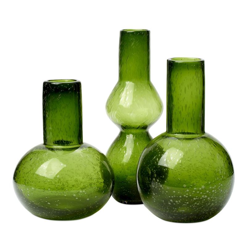Green Jeanie Flute Glass Vase 